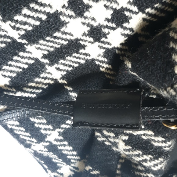 BURBERRY Black Ivory Nova Check Wool Backpack - Picture 5 of 8